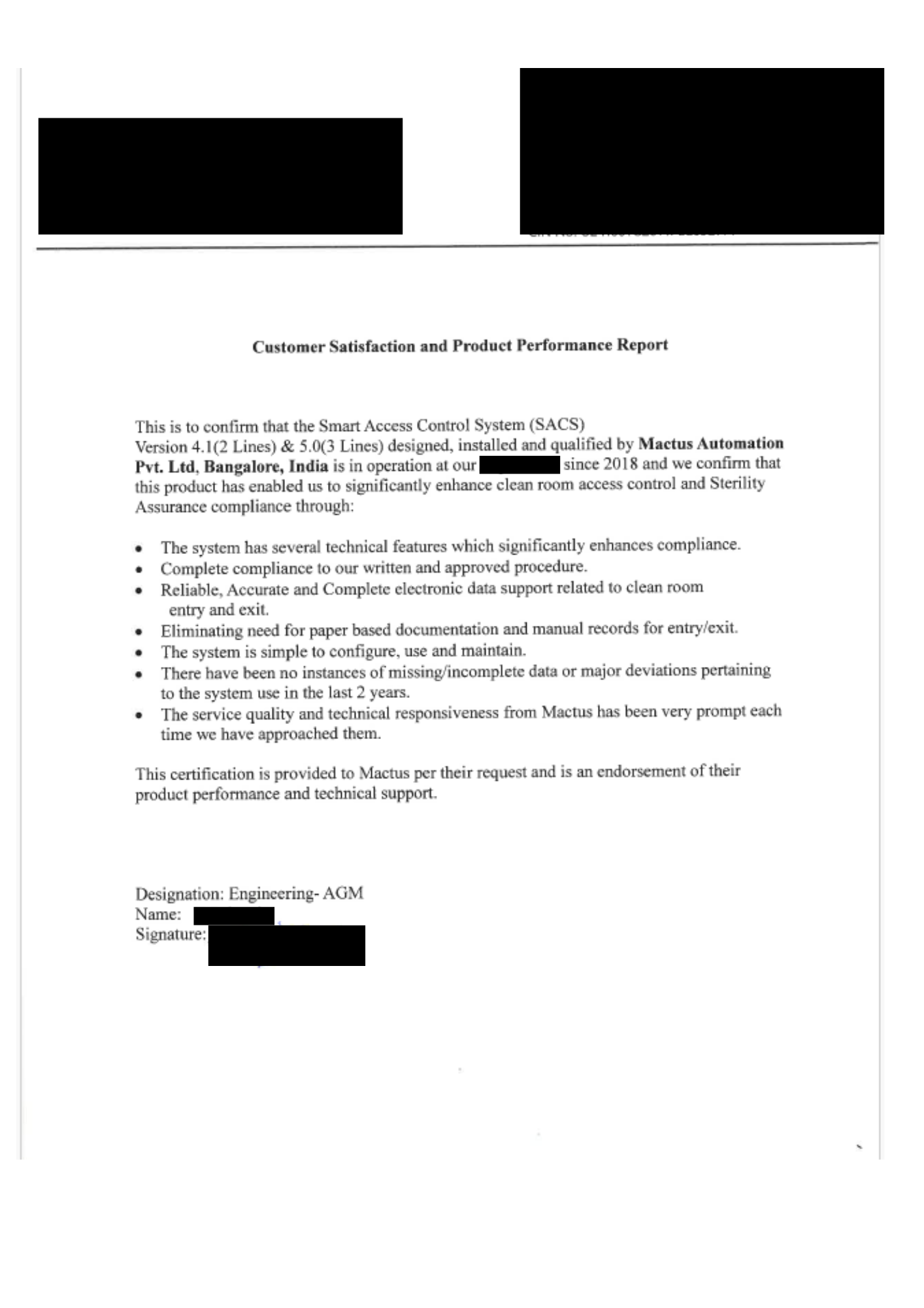 smart access control system testimonial